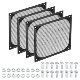 PATIKIL 140mm Computer Fan Filter Grill with Screws, 4 Pack Aluminum Frame with Stainless Steel Mesh Dustproof Case Cover for Computer, Ventilator, Black