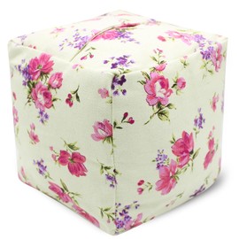 CERAYOU Decorative Weighted Door Stopper, Fabric Door Stop with Handle, Square Cube Heavy Duty Door Floor Stop Wall Protectors for Home Office Bedroom Living Room Exterior Doors, Pink Flower