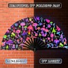UV Glow Rave Fan Bamboo Folding Clack Hand Fan for
