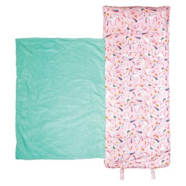 Stephen Joseph, Toddler All Over Print Nap Mat with Soft Blanket and Removable Pillow for Boys & Girls, Kids Sleeping Bag for Elementary, Daycare, Preschool with Carry Handle, Pink Unicorn
