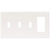 Leviton 80732-W 4-Gang 3-Toggle 1-Decora/GFCI Device Combination Wallplate, Standard Size,