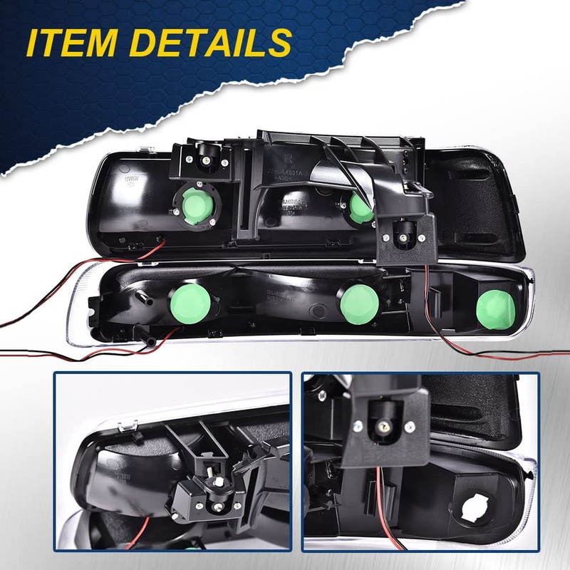 CHEDA Headlights Compatible with Chevy Silverado 1500 2500 1999-2002(Basic Style,