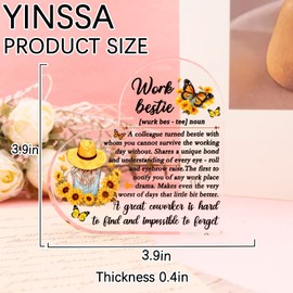 Work Bestie Gifts For Women Coworker Birthday Funny Office Decor Sunflower Acrylic Plaque Friendship Gifts For Coworkers Women Bestie Birthday Retirement Leaving Gift Desk Decor