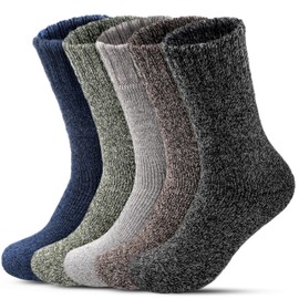 FORVEVO Men's Thermal Socks, 5 Pairs, 60% Wool Socks, Warm Winter Socks, Breathable Hiking Socks for Women, Multicolor01