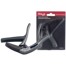 Stagg SCPX-CU Curved Trigger Capo for Acoustic or Electric Guitar-Carbon