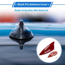 VekAuto Shark Fin Antenna, AM/FM Signal Roof Aerial Universal for Car Auto SUV Truck Offroad ABS Material with Adhesive Base Dark Red