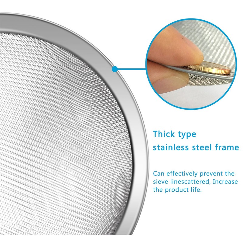 Wellehomi Fine Wire Mesh Kitchen Sieve Set 7,12,18cm with Rim