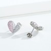 Heart Earrings 925 Sterling Silver Dainty Pink Cubic Zirconia Studs