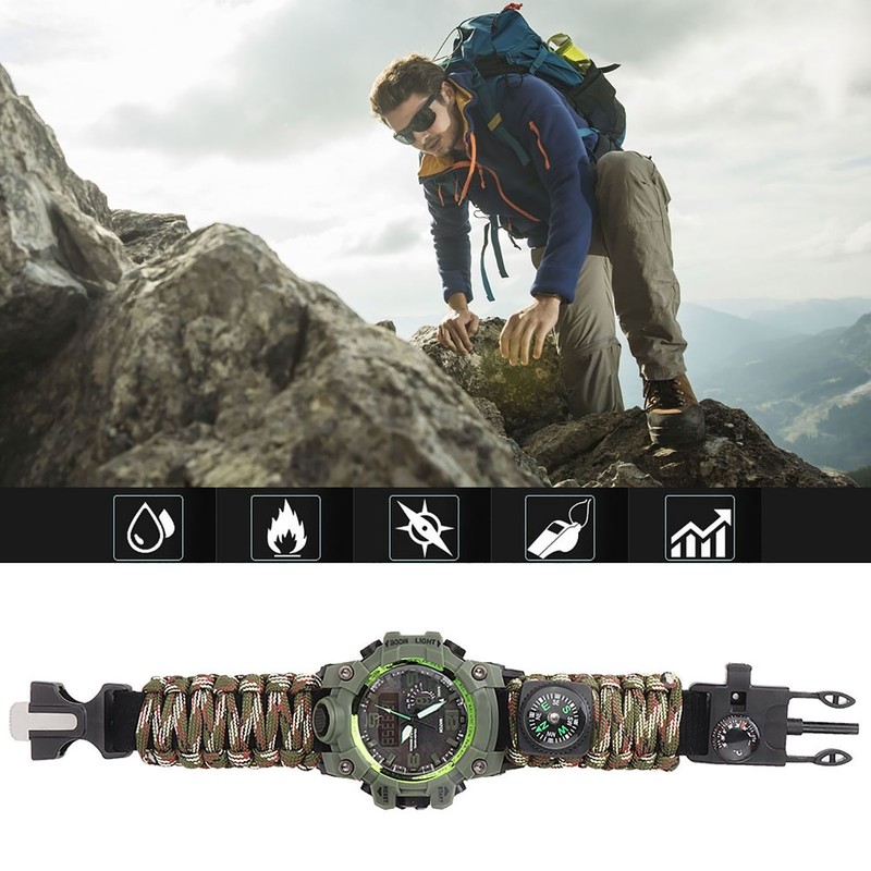 Outdoor Sports Multifunctional Survival Watch Travel Hiking Camping Rescue Paracord