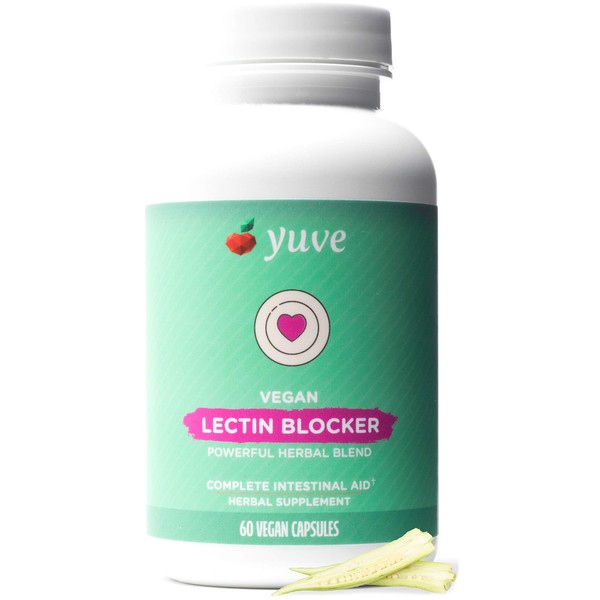 Yuve Lectin Blocker Defense - Blocks Interfering Dietary Lectins, Supports Intestinal & Digestive Health, Helps Reduce Gas, Aids Against Food Cravings - Non-GMO, Gluten Free - 60 Vegan Caps