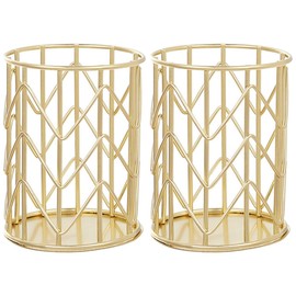 MAGICLULU Soporte De Brochas De Maquillaje, Organizador De BolíGrafos, PortaláPices De Escritorio Dorado, Contenedor De Alambre Para Casa Y Oficina, 2 Piezas