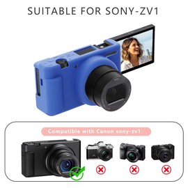 Tedubax - Funda de silicona para cámara digital Sony ZV-1F/ZV-1 II/ZV-1M2 con 2 protectores de visualización y cordón para Sony ZV-1 II (azul)
