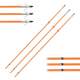 YLS 3Pcs 32 inch Bowfishing Arrows Fiberglass Solid Arrows with Fish Hunting Broadhead for All Bows Fishing Huntings