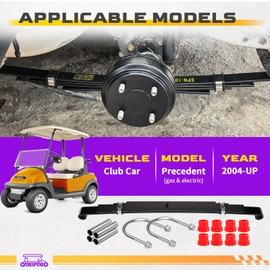Golf Cart Heavy Duty Rear Leaf Spring Kit, Club Car 4-Leaf Springs Fit Club Car Precedent/Onward/Tempo 2004-UP, Golf Cart 4-Leaf Spring with Bushings Sleeves U Bolts, Replaces OEM# 102509301 102513001