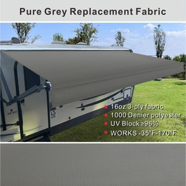 SHADEPLUS SHADEPLUS RV Awning Fabric Replacement,Camper Awning Replacement,16 oz Heavy Duty Waterproof Vinyl Universal RV Awning Replacement for All Brands Camper,Trailer, Motorhome Awnings,Smoke Grey 17'2'
