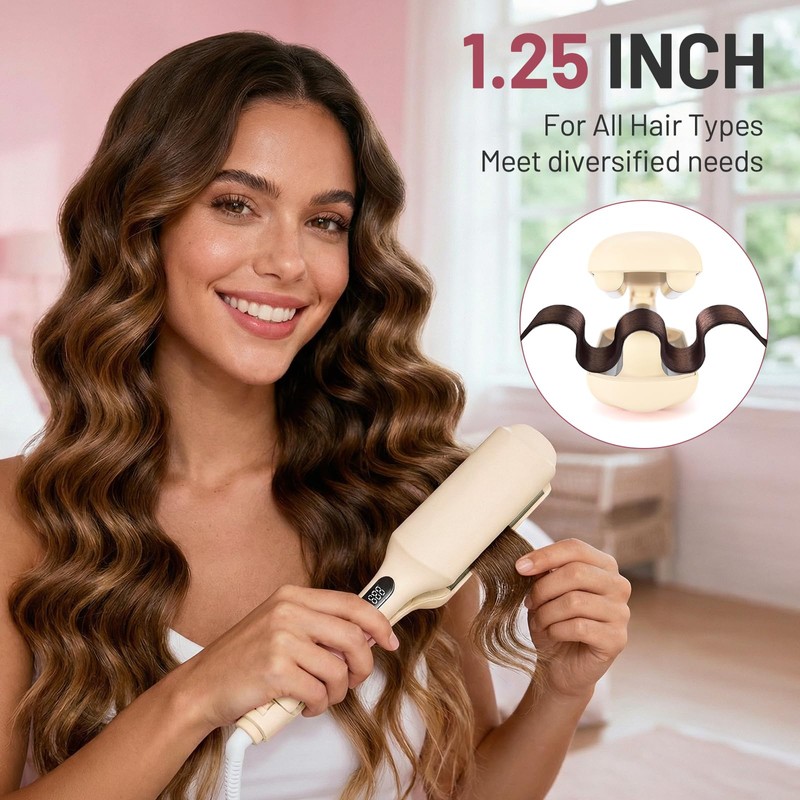 Tieumioe Beach Waver Curling Iron for Women 1.25 Inch, Deep