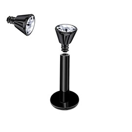 Luxe Modz 3 x Black Vertical Anodized Internally Threaded Labret Bar with 2.5mm Crystal