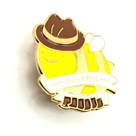 Beehaw Bee Cute Metal Enamel Cowboy Pin Badge