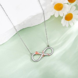 ONEFINITY Infinity Necklace 925 Sterling Silver Infinity Rose Necklace Rose Gold Plated Flower Necklace Infinity Pendant Jewellery Gifts for Women