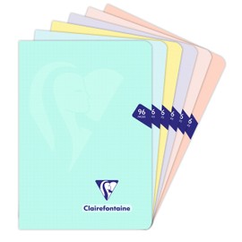 Clairefontaine Mimesys 308682C Notebook DIN A5 14.8 x 21 cm 48 Sheets 90 g Squared Ideal for School Waterproof Polypropylene Cover Assorted Pastel Pack of 1