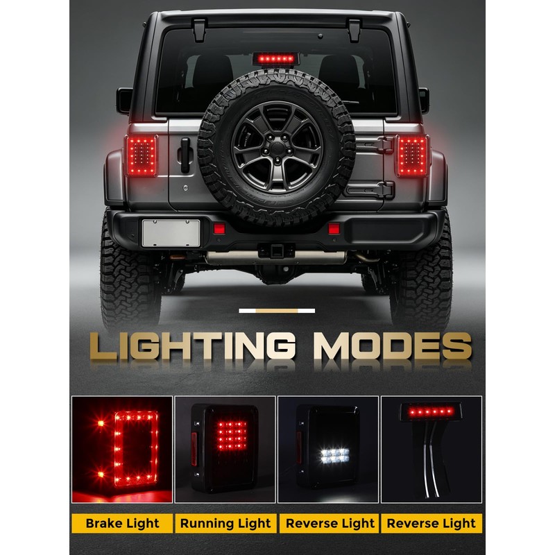 MAYELLO Tail Lights&3rd Brake Lights Compatible with Jeep JK JKU