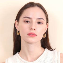 Bonaluna Boho Chic Gold or Silver Filigree Small Hoops Earrings for Women