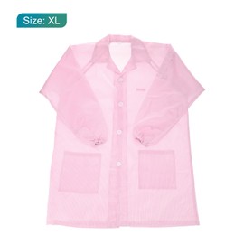 MECCANIXITY ESD Lab Coat Anti Static Clothing Science Jacket with Cuff Lapel Collar Wear Uniform Work for Men Women (Pink, XL)