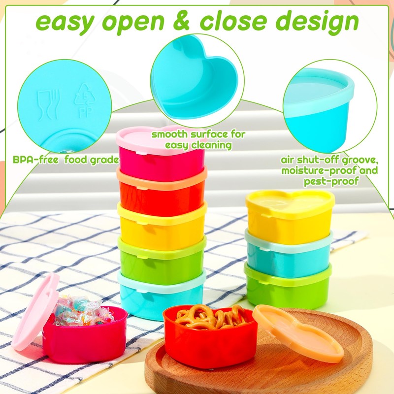 saerryor 15Pc Small Food Containers with Lids, 90ML Plastic Snack