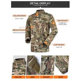 LANBAOSI Men's Tactical Jacket and Pants Military Hunting ACU Uniform 2PC Apparel Suit