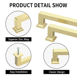 Coinkoly 10 Pack 3-3/4"(96mm) Brushed Gold Cabinet Pulls Kitchen Cabinet Handles Drawer Pulls Cupboard Hardware for Cabinets CK0078