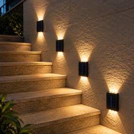 Solar Wall Lights for Outdoor Lighting – Up & Down LED Illumination for Stairs, Fences, Gardens & Patios