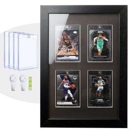 Bivitre Trading Card Display Frame - Wall Mount Baseball Card Display Case with UV Protection Magnetic Card Holder for 4 Standard Cards, Display for Basketball Football Hockey Pokemon MTG Yugioh