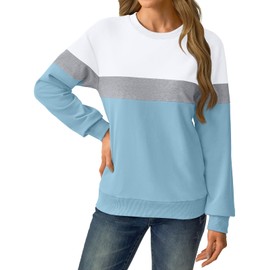 GKBK Womens Sweatshirts Long Sleeve Crewneck Tops Fall Fashion 2025 Cute Winter Loose Casual Pullover Shirts with Pockets White Blue