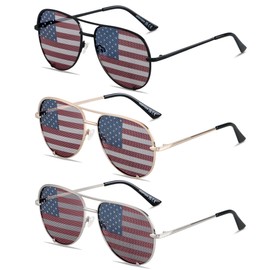 ANDWOOD American Flag Aviator Sunglasses Womens Mens Pilot USA America Sun glasses