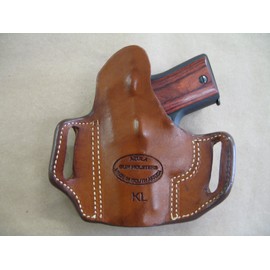 Colt Mustang .380 / Mustang Plus II OWB Leather 2 Slot Molded Pancake Belt Holster CCW TAN RH
