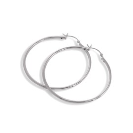 Sterling Silver 2mm Tube 15mm Sleeper Hoop Earrings