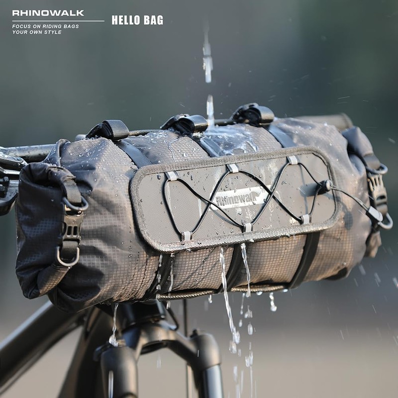 Rhinowalk Bicycle Handlebar Bag Waterproof 12L - Roll-Top Drybag with