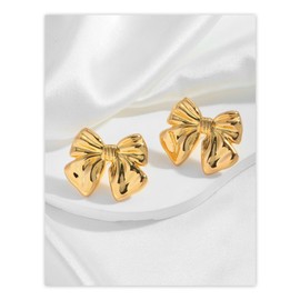 Yimofy Bow Earrings for Women Fashion Bowknot Stud Earrings Large Gold Bow Earrings Jewelry Gifts for Women Girls (Style D Gold)