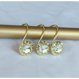 Shower Curtain Hooks, Rust Proof Shower Curtain Rings for Bathroom, iToplin Modern Metal Decorative Shower Hooks Hangers for Shower Curtain Rod,Set of 12 Gold Shower Curtain Hooks Rings