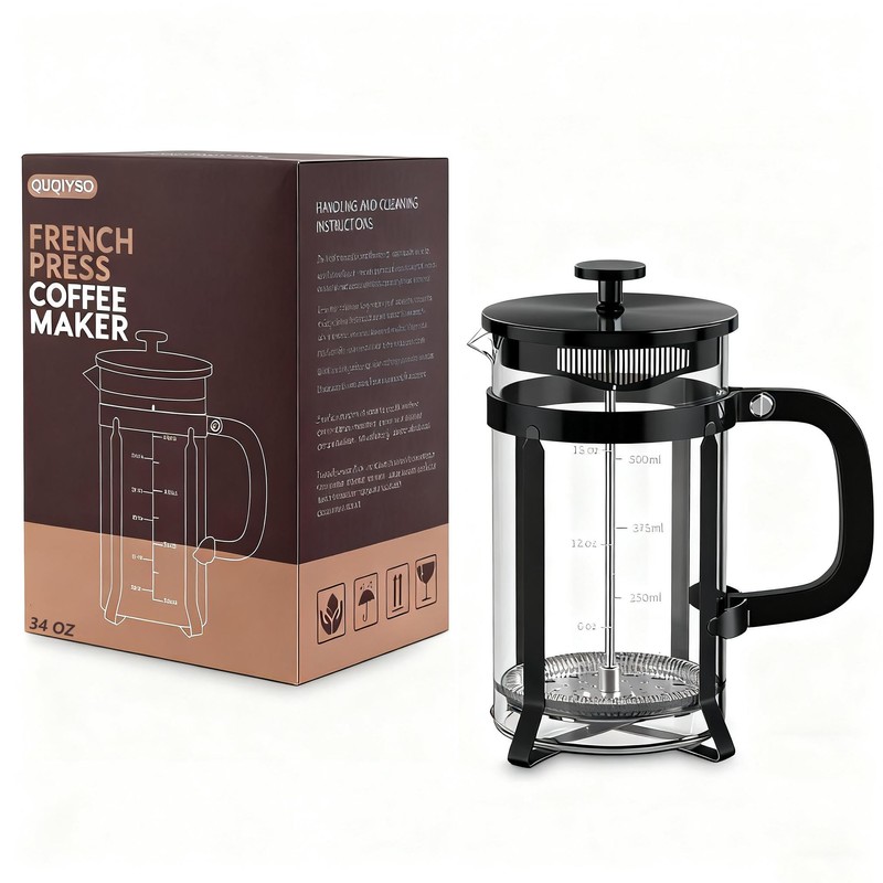 QUQIYSO French Press Coffee Maker 304 Stainless Steel French Press
