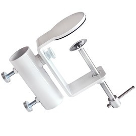 JINHAN Outdoor Umbrella Holder Clamp - Balcony Umbrella Railing Mount | Heavy Duty Portable Clamp for Patio, Beach, Tailgates, Bleachers, Anti-Rust Powder Coating (White-Upgrade)