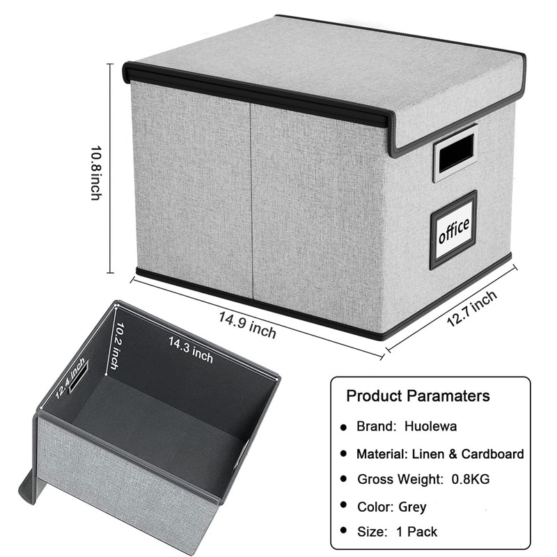 Huolewa Upgraded Portable File Organizer Box with Lid, Collapsible Linen