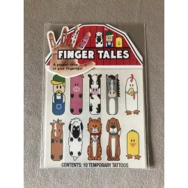 MZB Accessories Farm Characters Finger Tales Tattoos~Sheet Includes 10 Finger Tattoos, Brand New