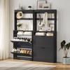 YATINEY Tall Shoe Cabinet with Flip Drawers and Coat Rack,