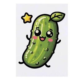 'Cute Kawaii Pickle' Temporary Tattoo - Water Resistant, Skin-Safe, Non-Toxic Transfer (TO00075821)