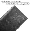 monhinty Men's Genuine Leather Multi-Card Long Bifold Wallet for Checkbook