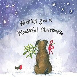 ALEX CLARK Border Terrier Dog and Mistletoe Christmas Card Pack of 5