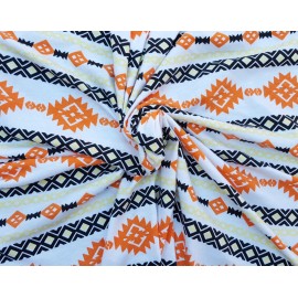 Modal Spandex Tribal Ethnic Print #12 Fabric Jersey Knit by Yard Orange 8/16
