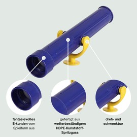 h2i Telescopic Play Tower & Playhouse, Children's Telescope Made of Weatherproof Plastic, No Optical Magnification, Children's Telescope, Play Tower Accessories, Blue