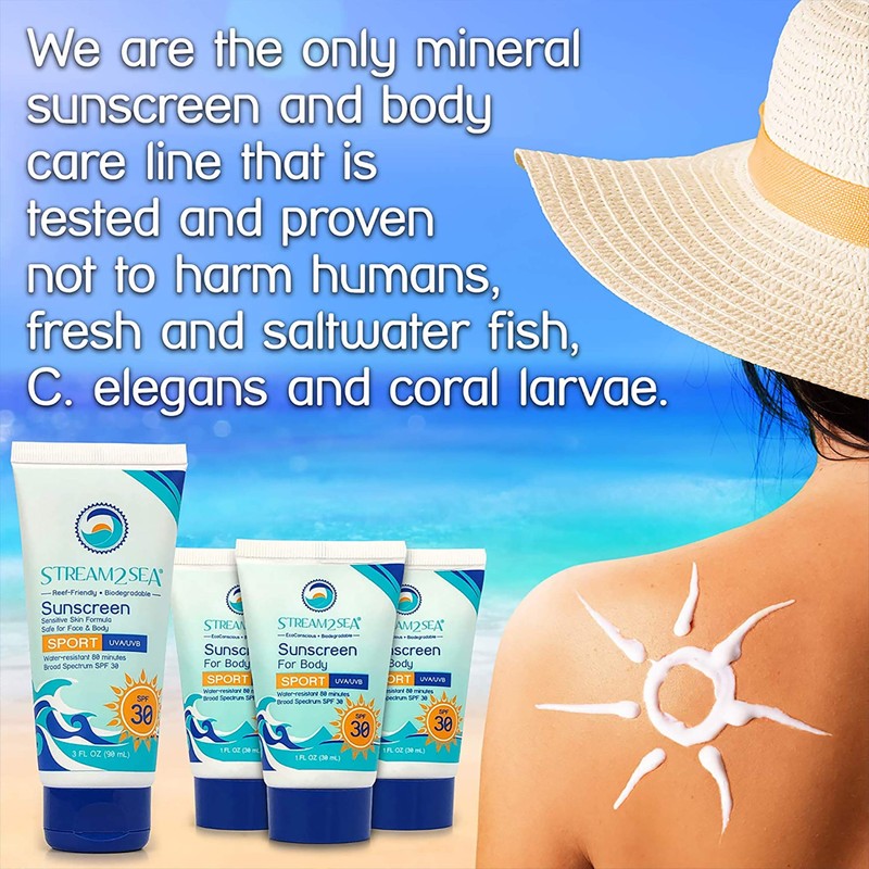 Stream2Sea Travel Size Biodegradable Sunscreen, Mineral Sunblock with SPF 30,